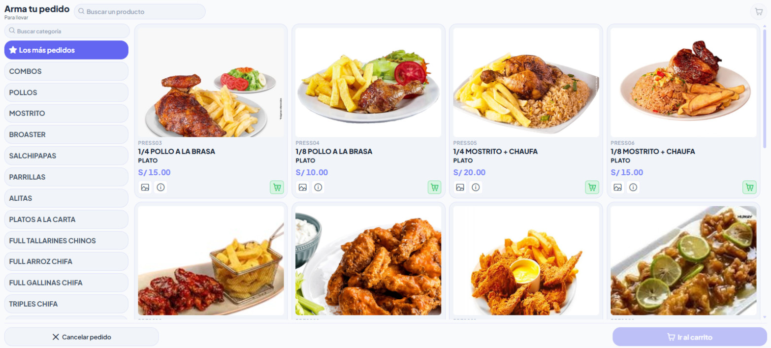 Tótem de autoservicio para restaurantes con la carta y productos con foto